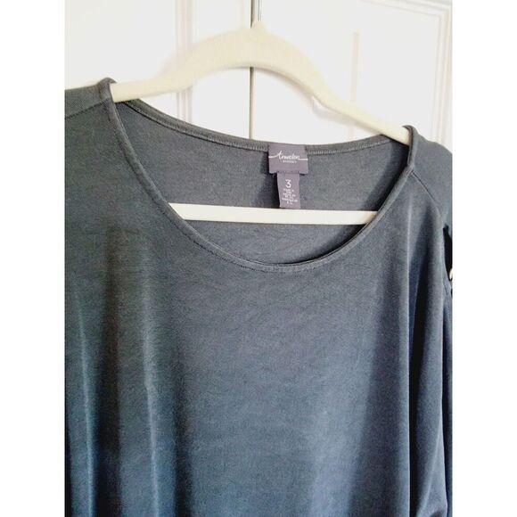 Chico's‎ Travelers 3 Olive Green LS Brass Ringlet Open Sleeve Top Blouse USA Vtg - Picture 4 of 9